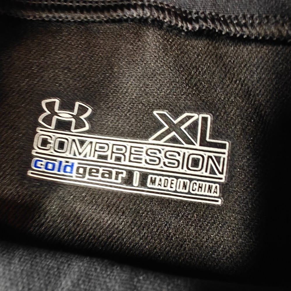 Under Armour ColdGear Compression Mock Neck Shirt Mens XL Black Grey 206289 - Picture 3 of 9